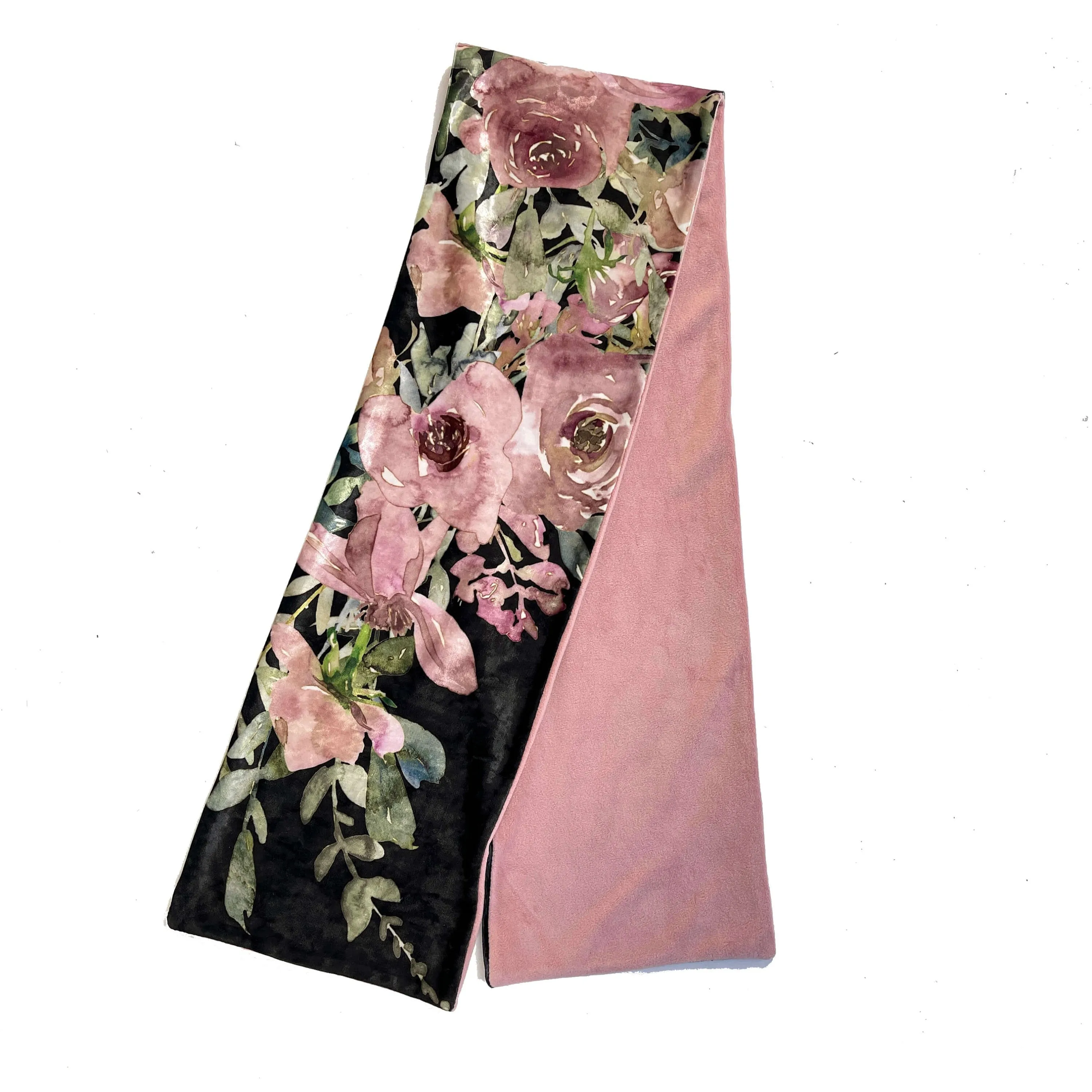 Rose Watercolor Velour and Minky Fleece Scarf, Womans scarf, hand painted printed scarf, luminous scarf, artist scarf