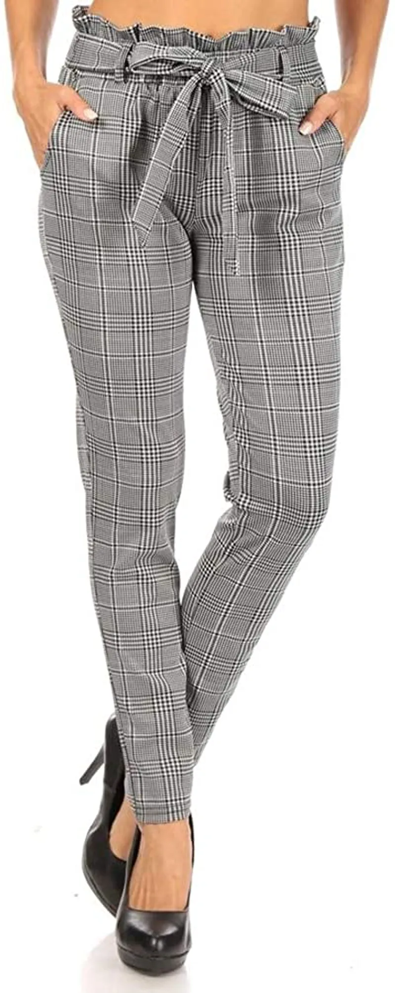ShoSho Womens Solid Color Loose Fit Jogger Harem Pants Casual Bottoms Skinny Self Tie