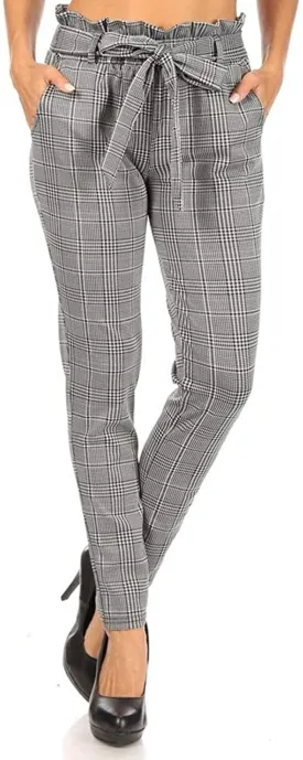 ShoSho Womens Solid Color Loose Fit Jogger Harem Pants Casual Bottoms Skinny Self Tie