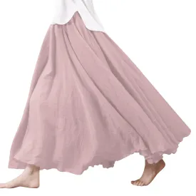 SNOWSONG Fall Skirts for Women 2024 Clearance! Women's Fashion Linen Scalloped Hem Half-Length Skirt, Midi Skirts, Boho Skirts, Floral Skirt 1PC Half-body Skirt Beige L