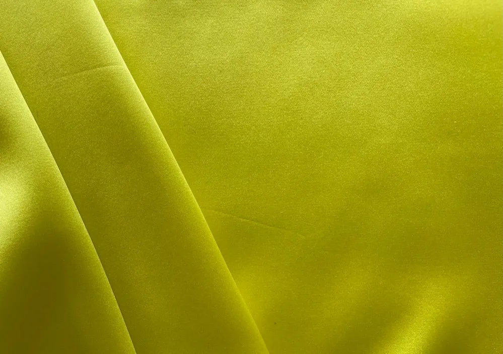 Sparkling Citrus Chartreuse Stretch Silk Satin Charmeuse (Made in Italy)