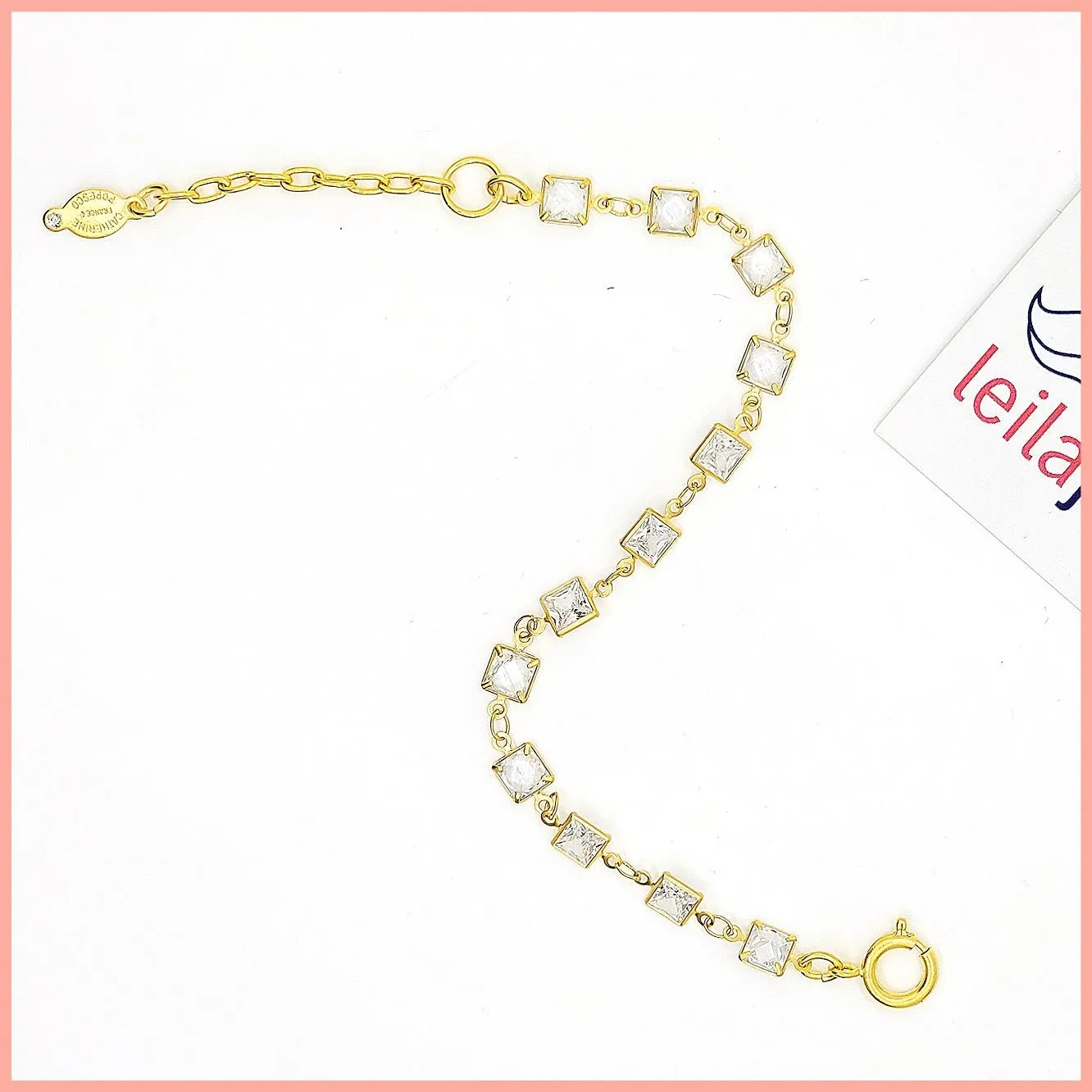Square Crystal Chain Bracelet