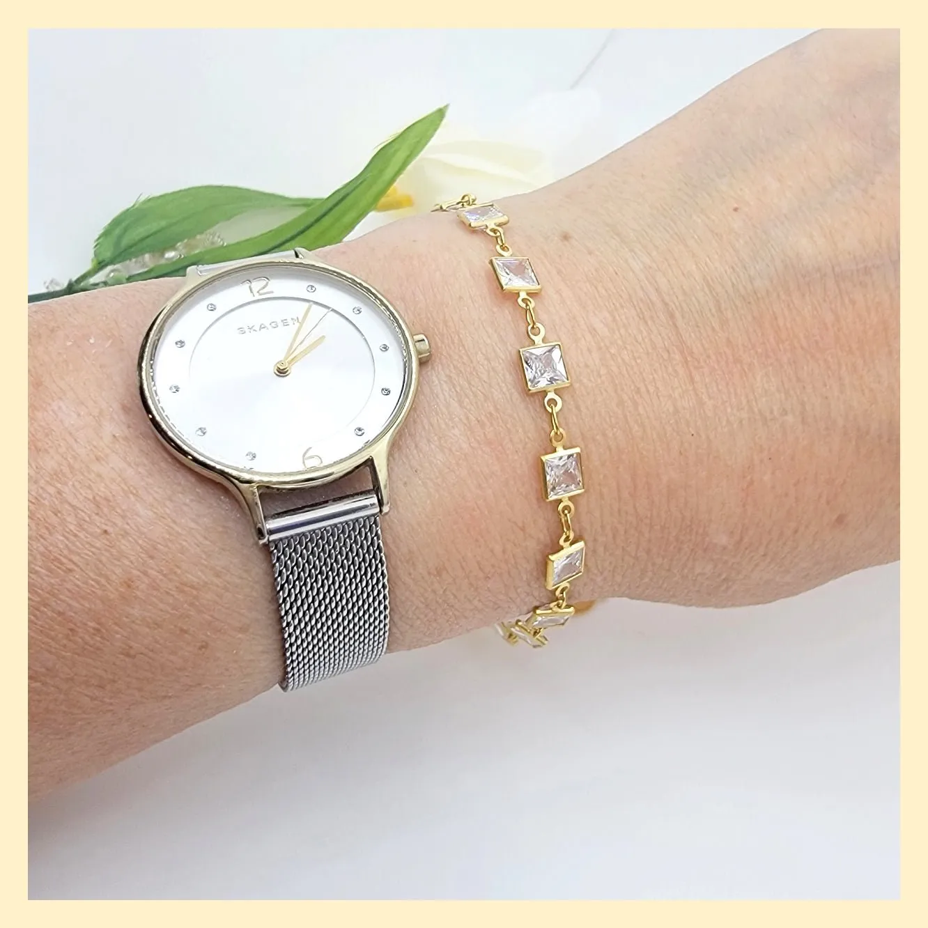 Square Crystal Chain Bracelet