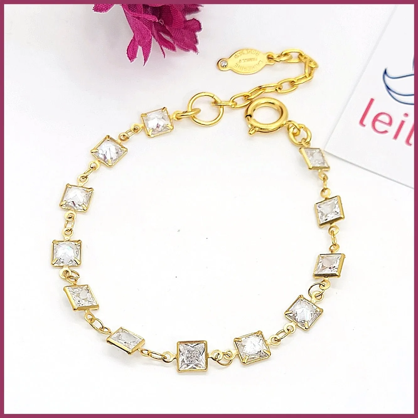 Square Crystal Chain Bracelet