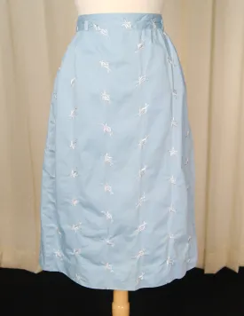 Vintage 1950s Blue Embroidered Skirt