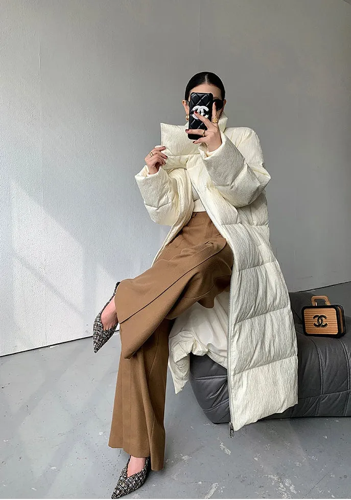WANXO camel high waist drooping casual pants new straight loose wide leg pants- Tela