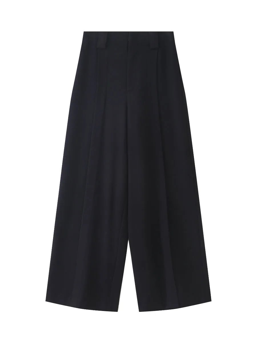 WANXO camel high waist drooping casual pants new straight loose wide leg pants- Tela