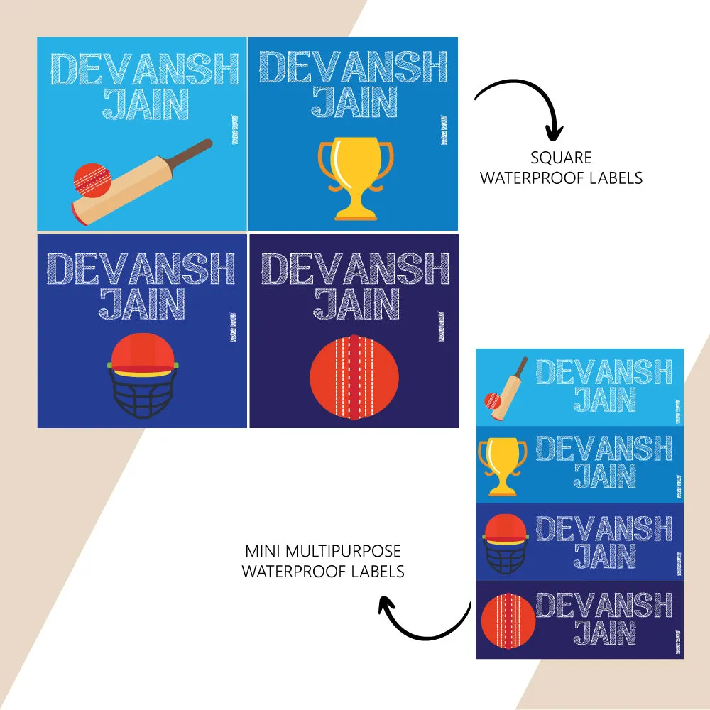 Waterproof Name Stickers - Cricket