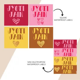 Waterproof Name Stickers - Hearts