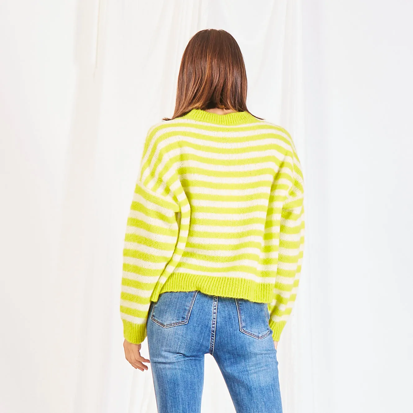 Wholesale striped colorblock knit sweater