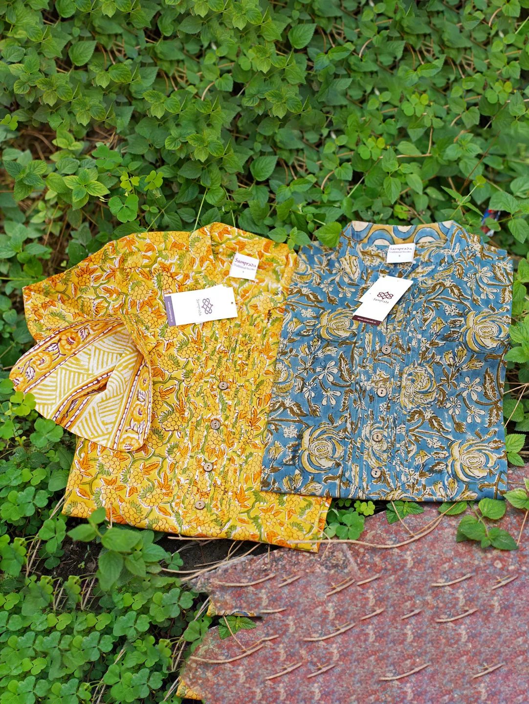 Women's Cotton Yellow & Green Collared Kurti