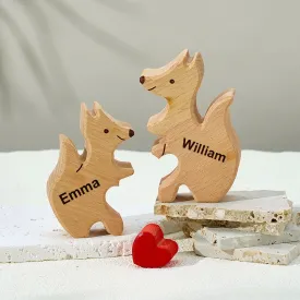 Wooden Fox Family Puzzle Custom Names House Warming Gifts
