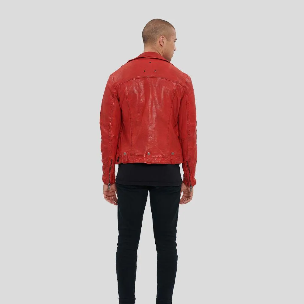 Zuse Red Motorcycle Leather Jacket
