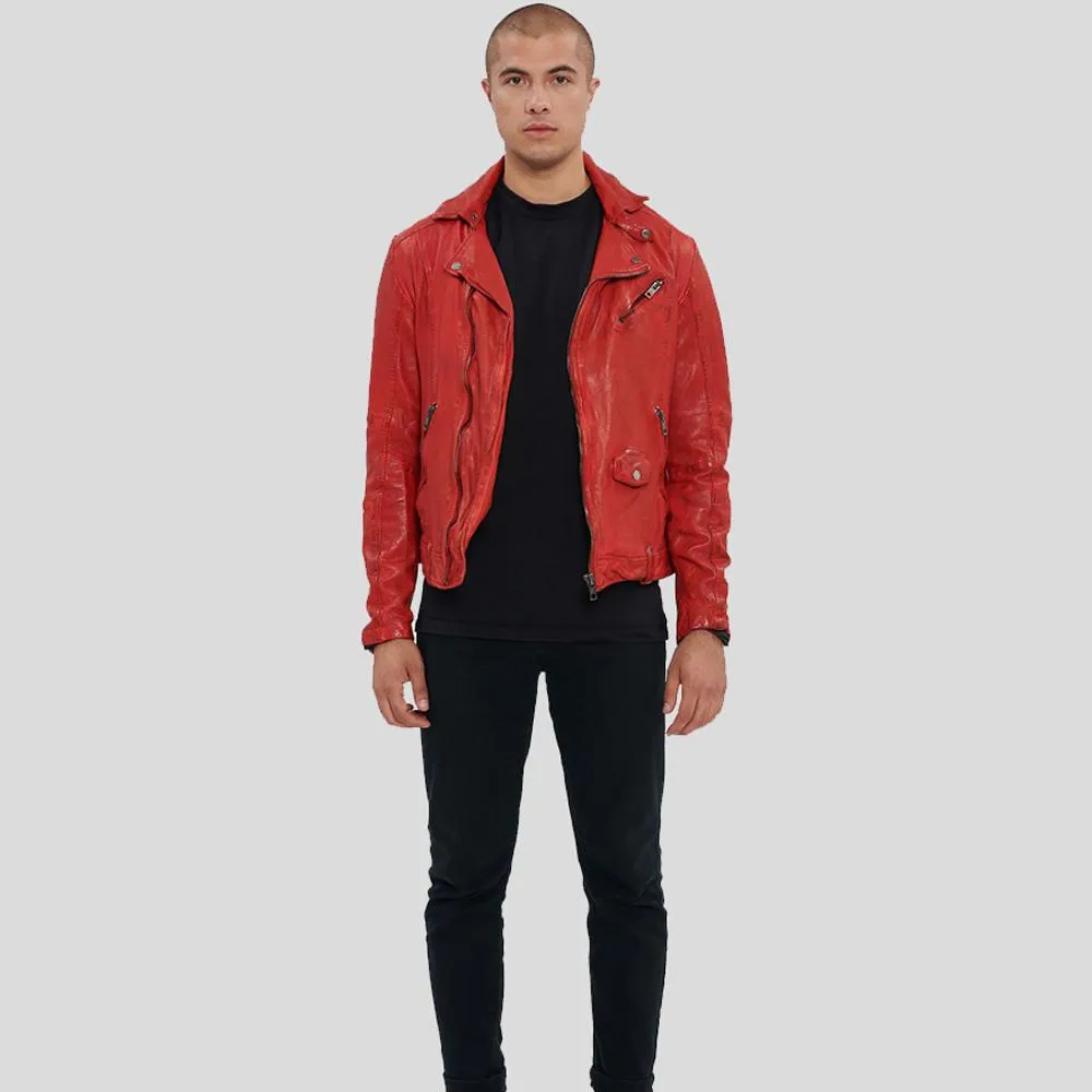 Zuse Red Motorcycle Leather Jacket