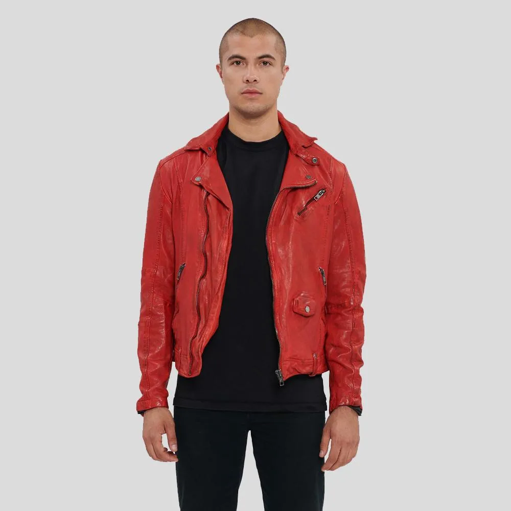 Zuse Red Motorcycle Leather Jacket
