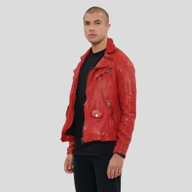 Zuse Red Motorcycle Leather Jacket